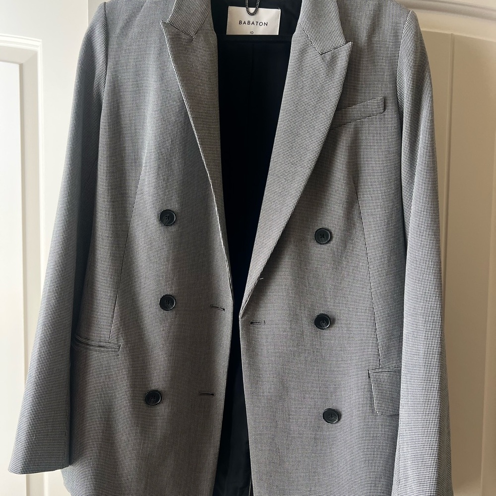 Aritzia Babaton Gray Double-Breasted Blazer